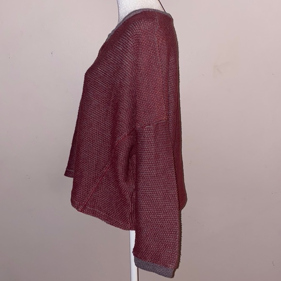 Vintage Havana Textured Raspberry and Charcoal Zip Neck Top - Picture 5 of 14